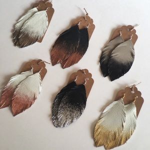 Handmade Leather Feather Earrings